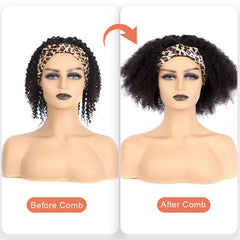 Afro Kinky Curly Silk Headband Wig Human Hair