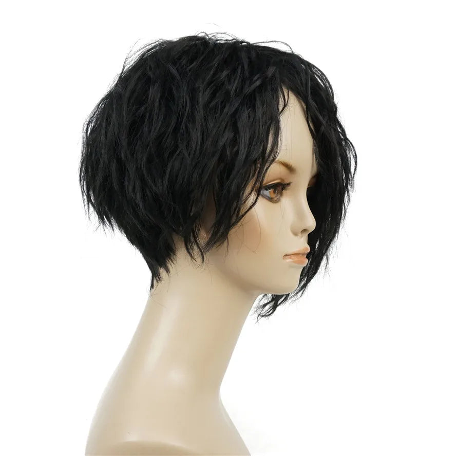 Asymmetric Bangs Short Curly Bob Wig