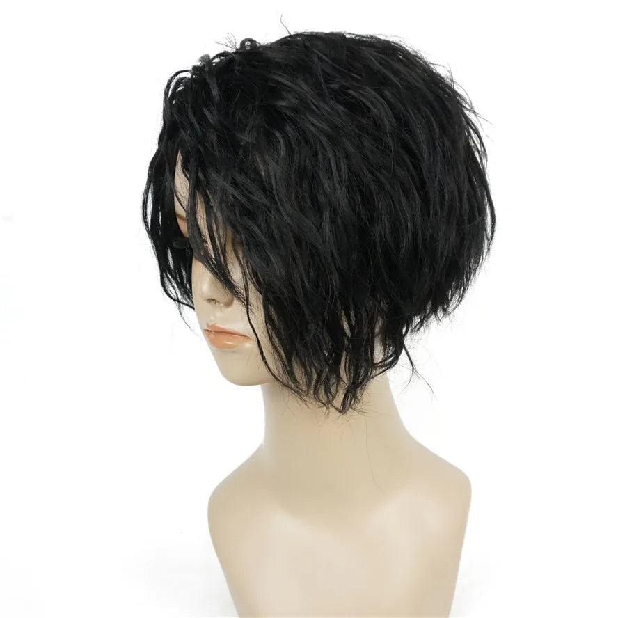 Asymmetric Bangs Short Curly Bob Wig