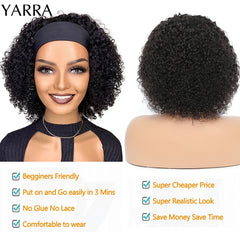 Brazilian Kinky Curly Headband Wig Human Hair