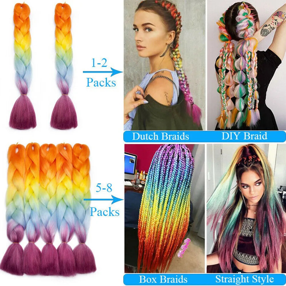 Lihui Ombre Synthetic Braiding Hair Extensions Packs