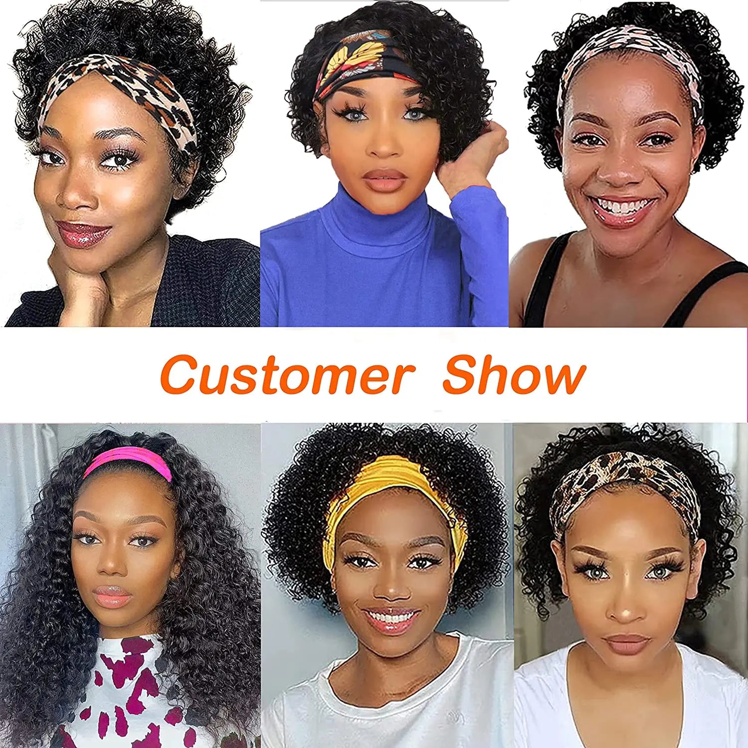 Kinky Curly Headband Bob Wig Human Hair