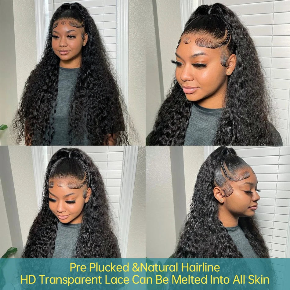 Density HD 13x6 Transparent Deep Water Wave Human Hair Lace Frontal Wig