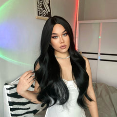 Long Black Wavy Synthetic Wig