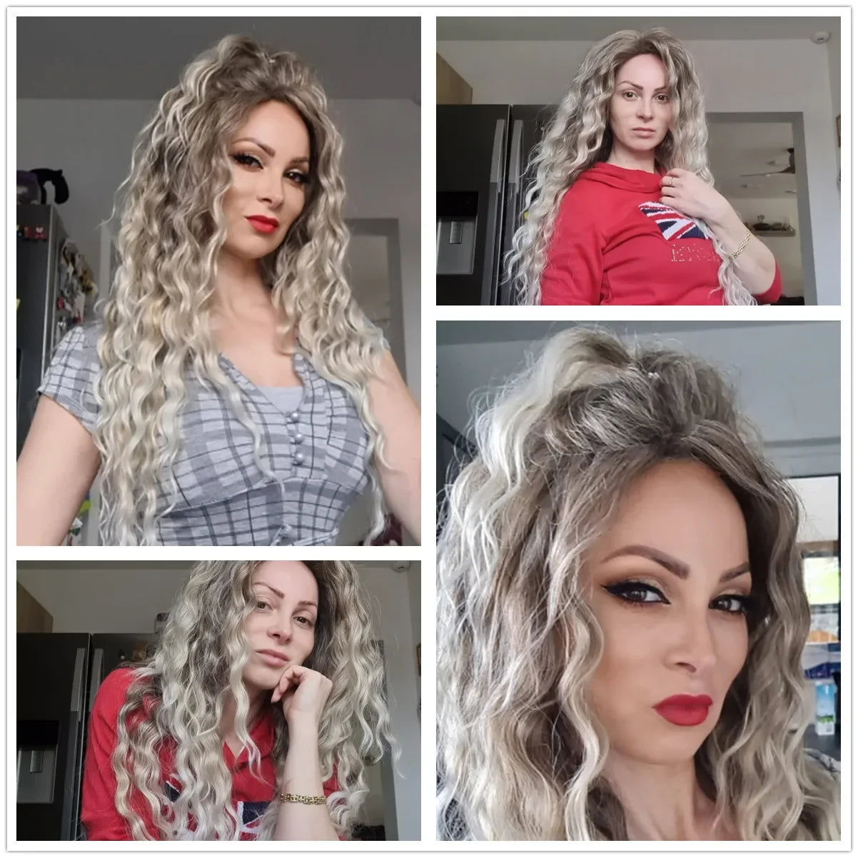 Long Curly Ash Blonde Synthetic Wig