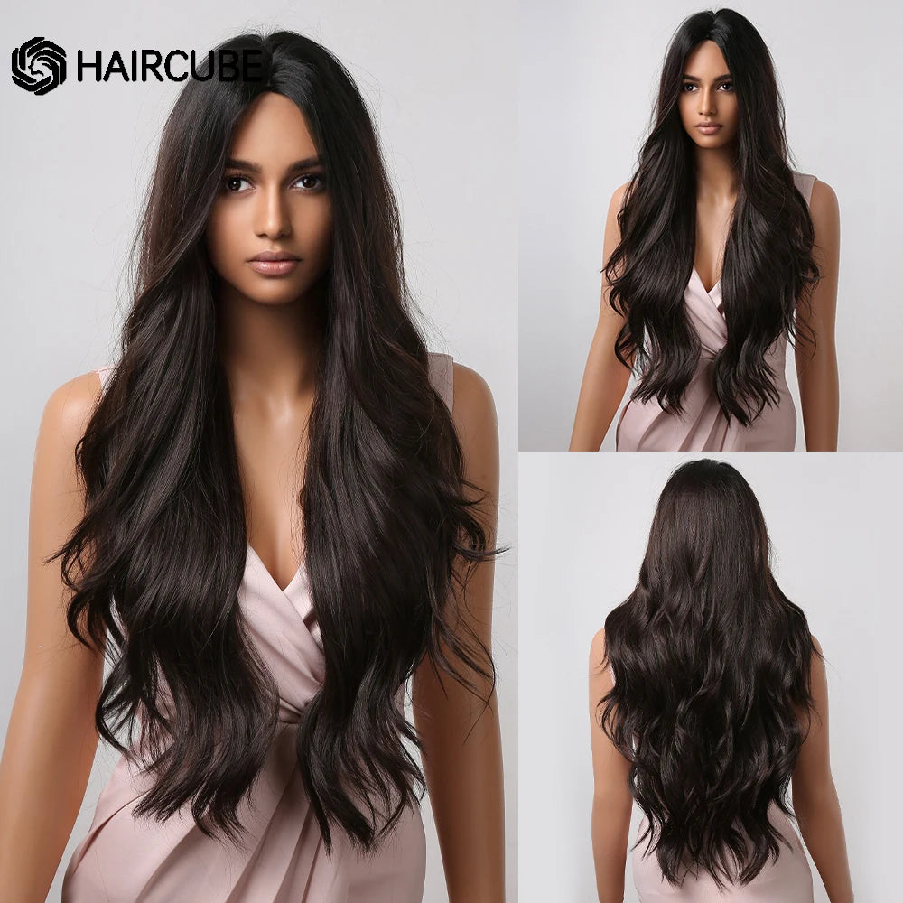 Long Black Wavy Synthetic Wig