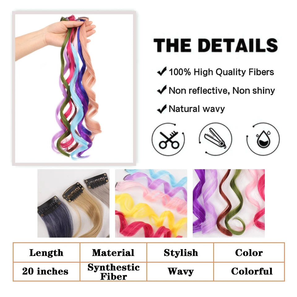 Colorful Curly Hair Extensions One Clip Synthetic Hairpiece