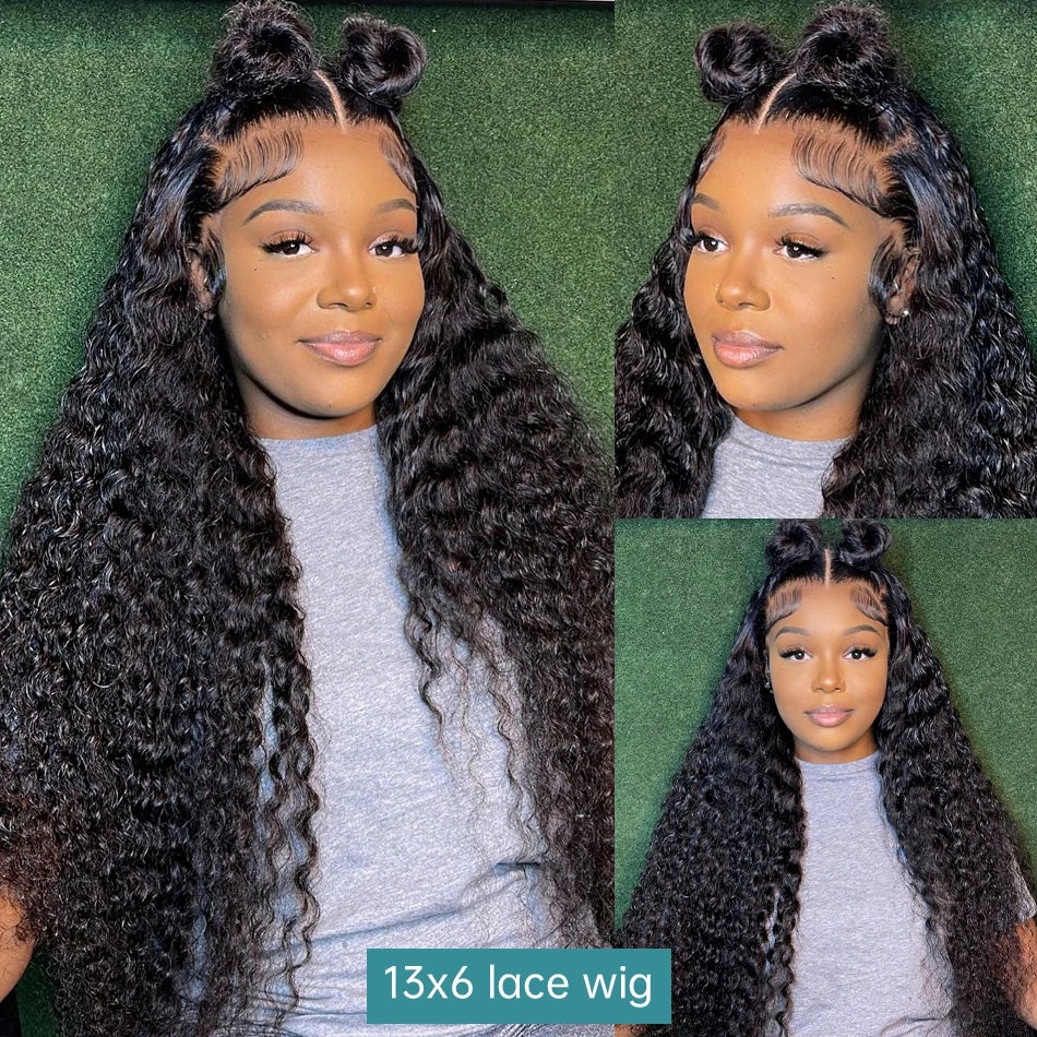 Density HD 13x6 Transparent Deep Water Wave Human Hair Lace Frontal Wig