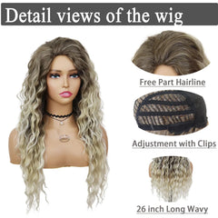 Ash Blonde Synthetic Long Curly Wig for Women