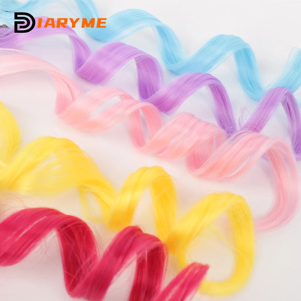 Colorful Curly Hair Extensions One Clip Synthetic Hairpiece