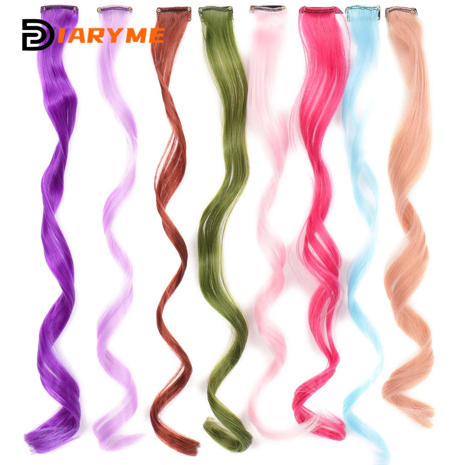 Colorful Curly Hair Extensions One Clip Synthetic Hairpiece