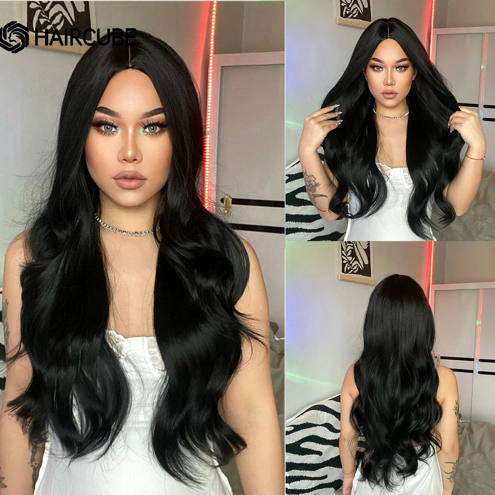 Long Black Wavy Synthetic Wig