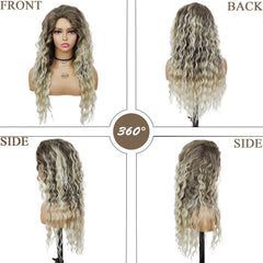 Ash Blonde Synthetic Long Curly Wig for Women