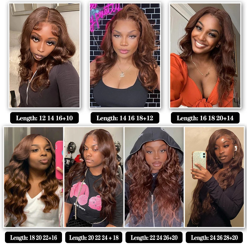 Colored Body Wave Brazilian Human Hair Bundles with HD Lace Closure