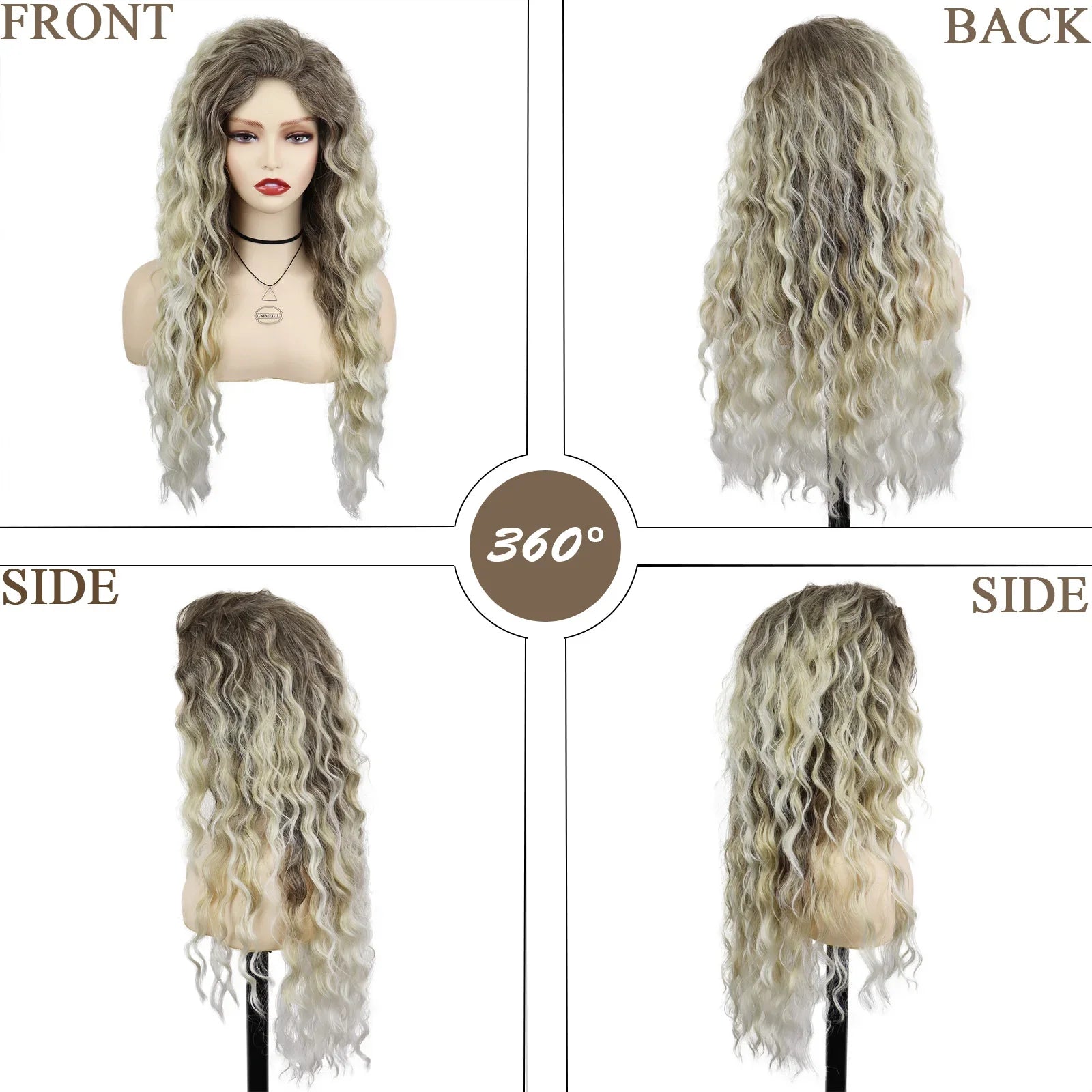 Long Curly Ash Blonde Synthetic Wig