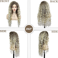 Long Curly Ash Blonde Synthetic Wig