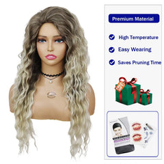 Ash Blonde Synthetic Long Curly Wig for Women