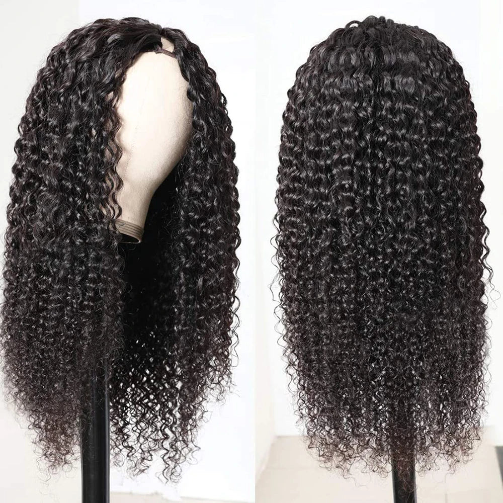 Kinky Curly U V Part Human Hair Wig