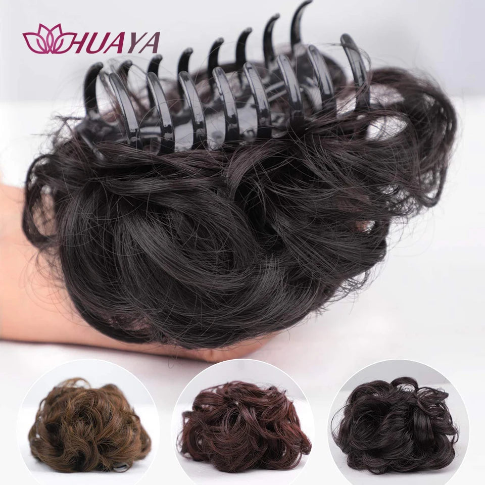 Synthetic Messy Curly Claw Hair Bun