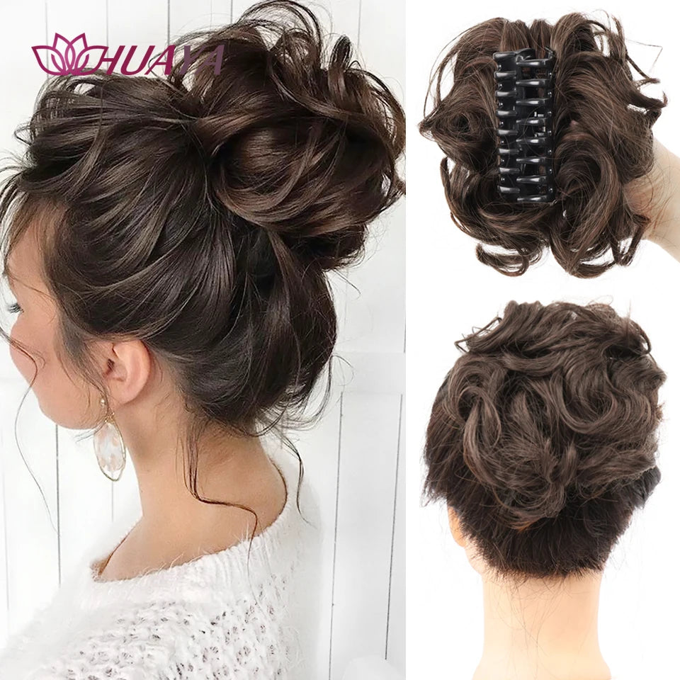 Synthetic Messy Curly Claw Hair Bun