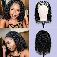 Curly Short Bob Human Hair Headband Wig